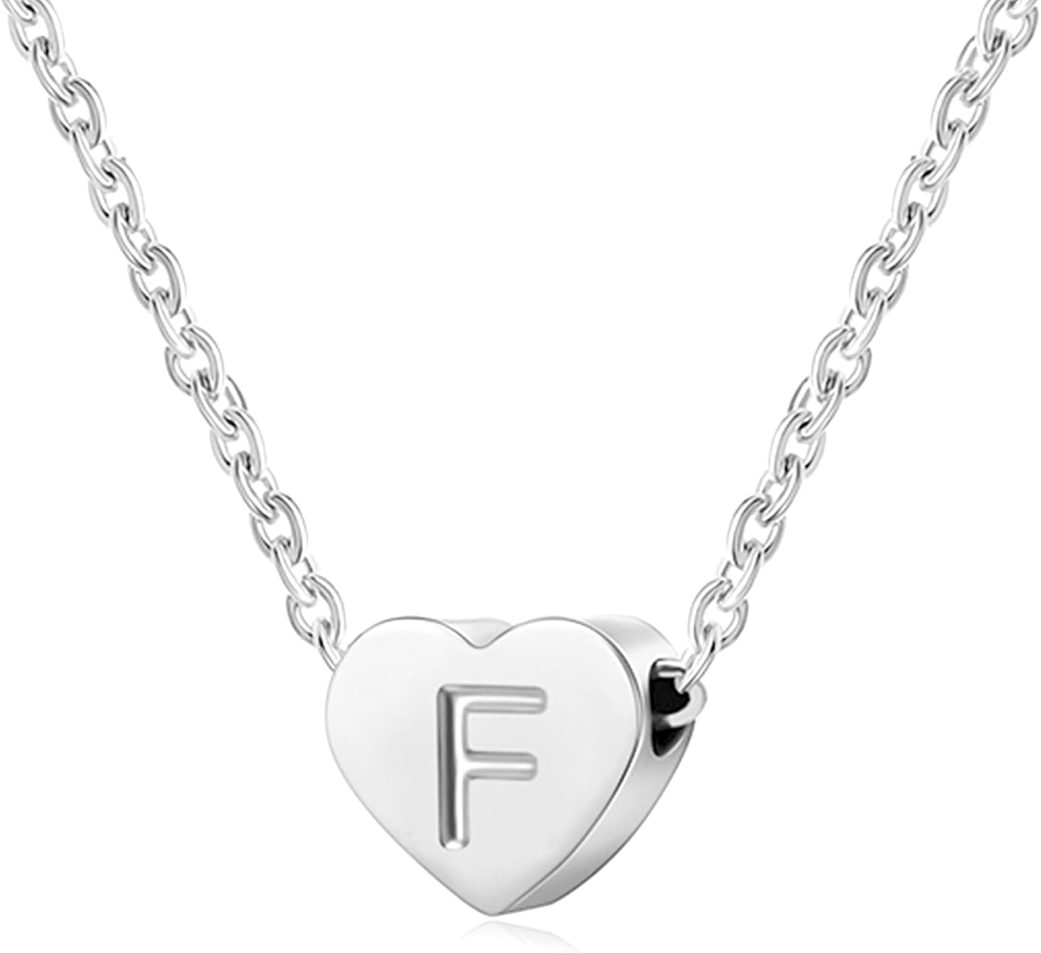 Silver Necklaces for Women Heart Initial Letter A-Z Pendant Necklace Personalized Tiny Capital Alphabet Choker Chain Birthday Jewellery Gifts for Girls Girlfriend Wife Lady