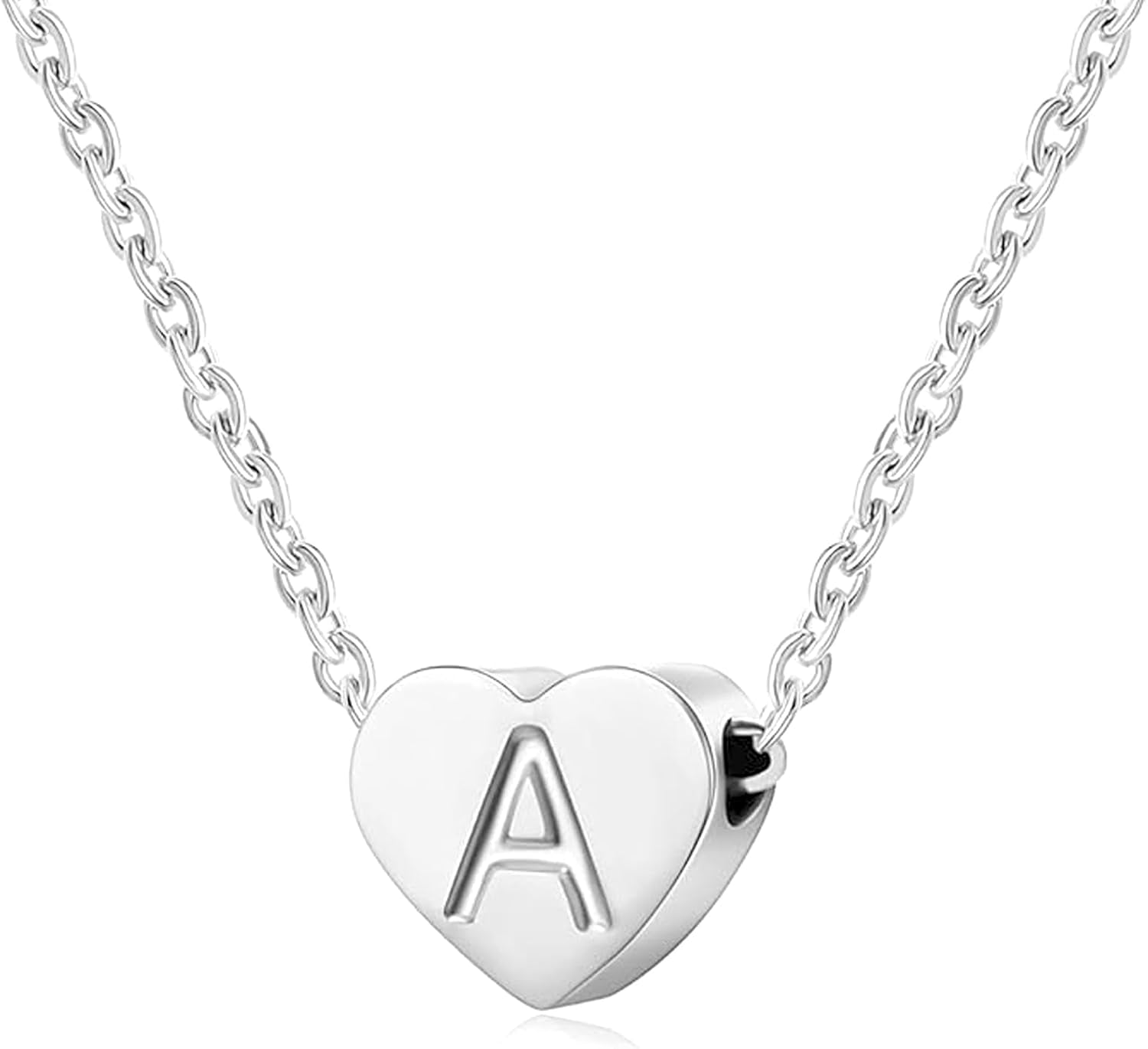 Silver Necklaces for Women Heart Initial Letter A-Z Pendant Necklace Personalized Tiny Capital Alphabet Choker Chain Birthday Jewellery Gifts for Girls Girlfriend Wife Lady