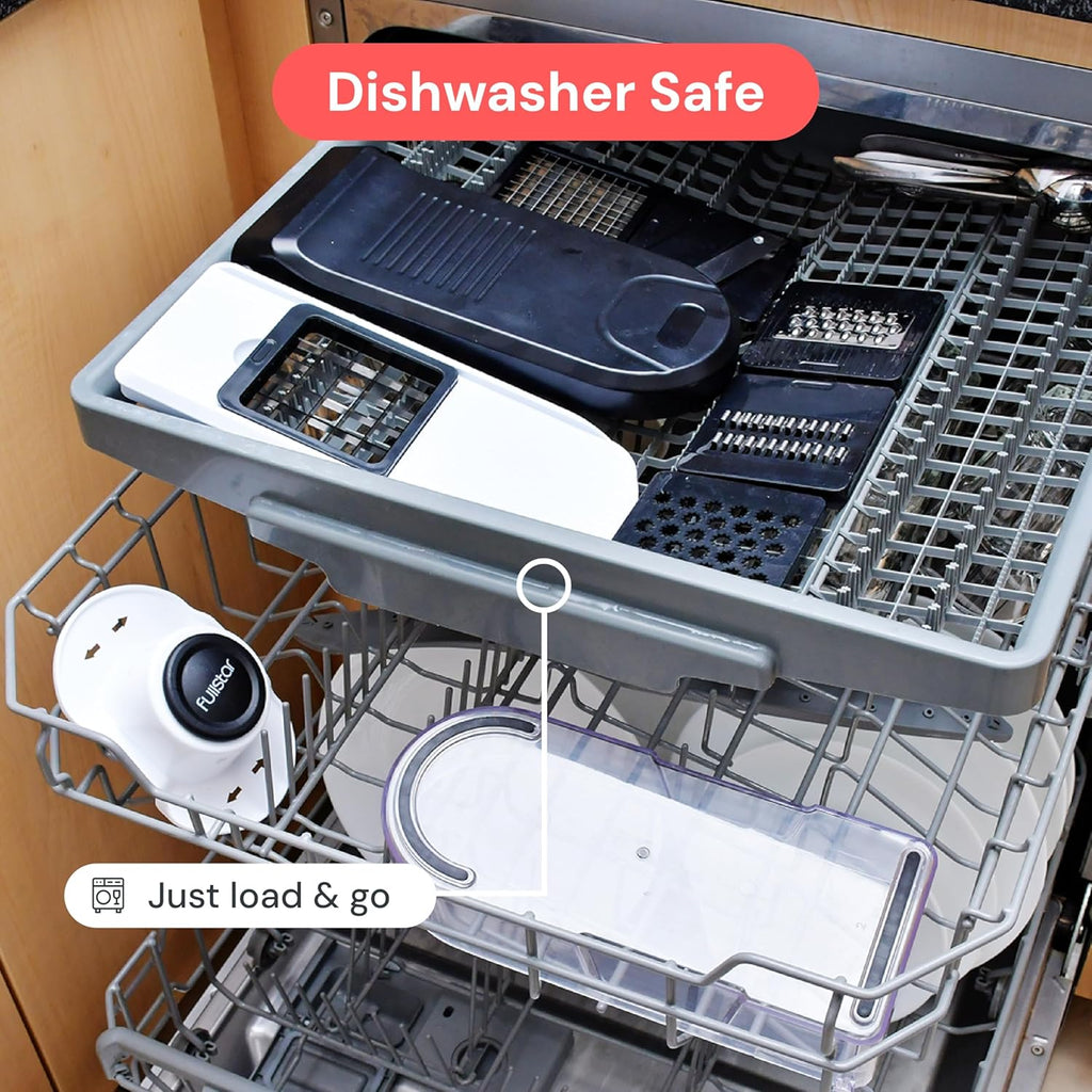 Vegetable Chopper & Mandoline Slicer - Julienne Cutter Dicer Grater for Food Veg Onion Cucumber Tomato Salad Potato Cheese - Kitchen Gadgets & Accessories (Compact 6-In-1, White)