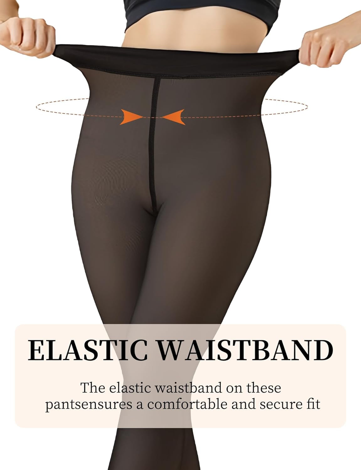 Fleece Lined Tights for Women- High Waist Fake Sheer Translucent Thermal Leggings Thick Warm Pantyhose for Winter