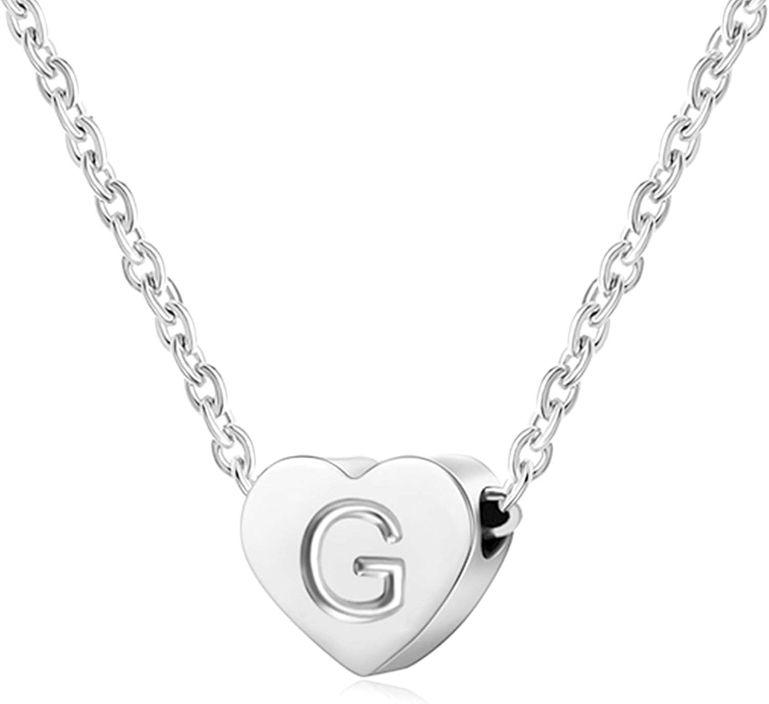 Silver Necklaces for Women Heart Initial Letter A-Z Pendant Necklace Personalized Tiny Capital Alphabet Choker Chain Birthday Jewellery Gifts for Girls Girlfriend Wife Lady