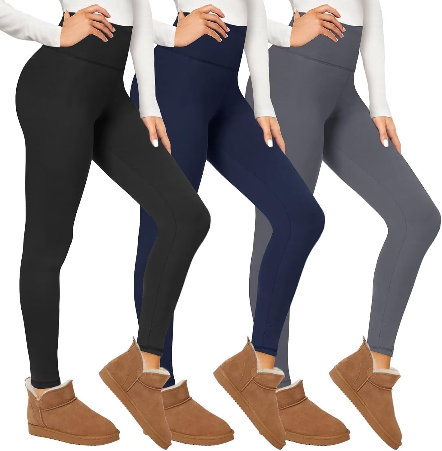 2 Pack Thermal Leggings Women UK Fleece Lined Pants High Waisted for Gym Yoga in Winter