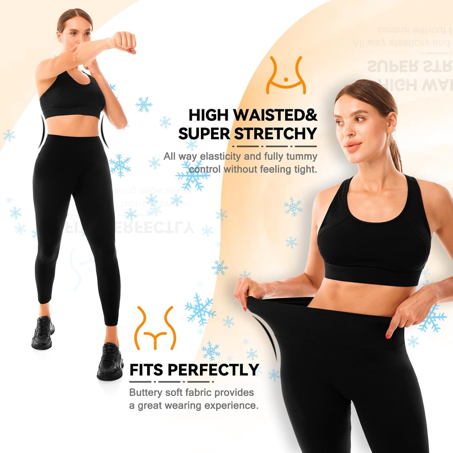 Women'S Fleece Lined Leggings, Thermal Leggings High Waist for Women