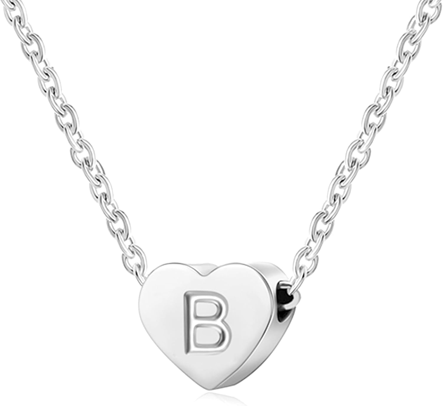 Silver Necklaces for Women Heart Initial Letter A-Z Pendant Necklace Personalized Tiny Capital Alphabet Choker Chain Birthday Jewellery Gifts for Girls Girlfriend Wife Lady