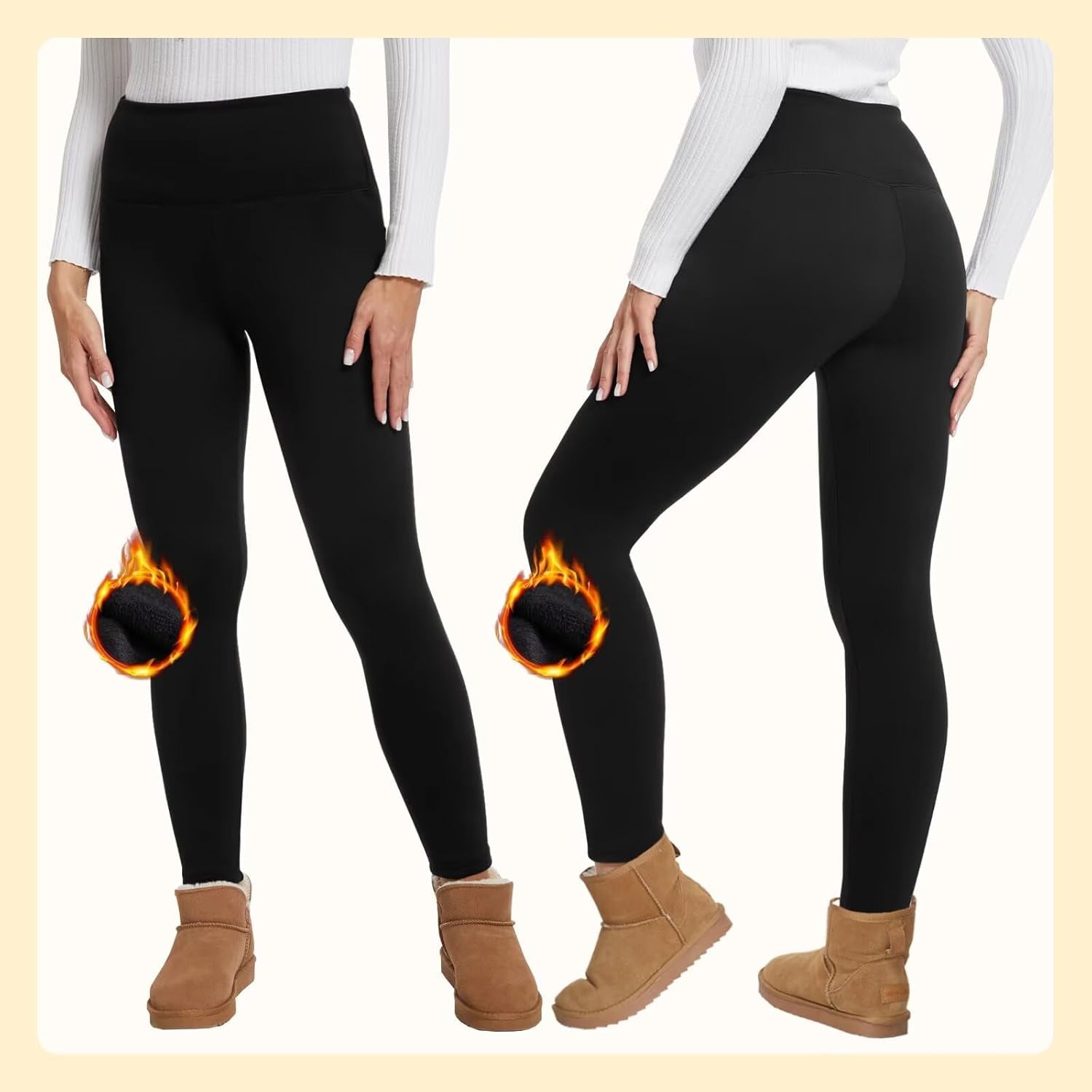 2 Pack Thermal Leggings Women UK Fleece Lined Pants High Waisted for Gym Yoga in Winter
