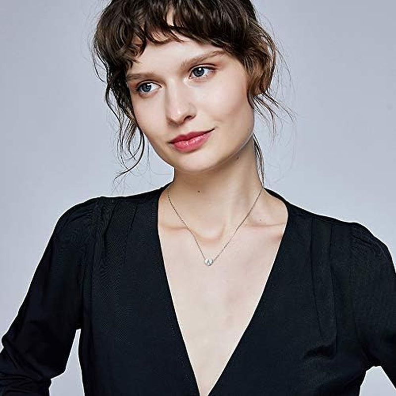 Silver Necklaces for Women Heart Initial Letter A-Z Pendant Necklace Personalized Tiny Capital Alphabet Choker Chain Birthday Jewellery Gifts for Girls Girlfriend Wife Lady