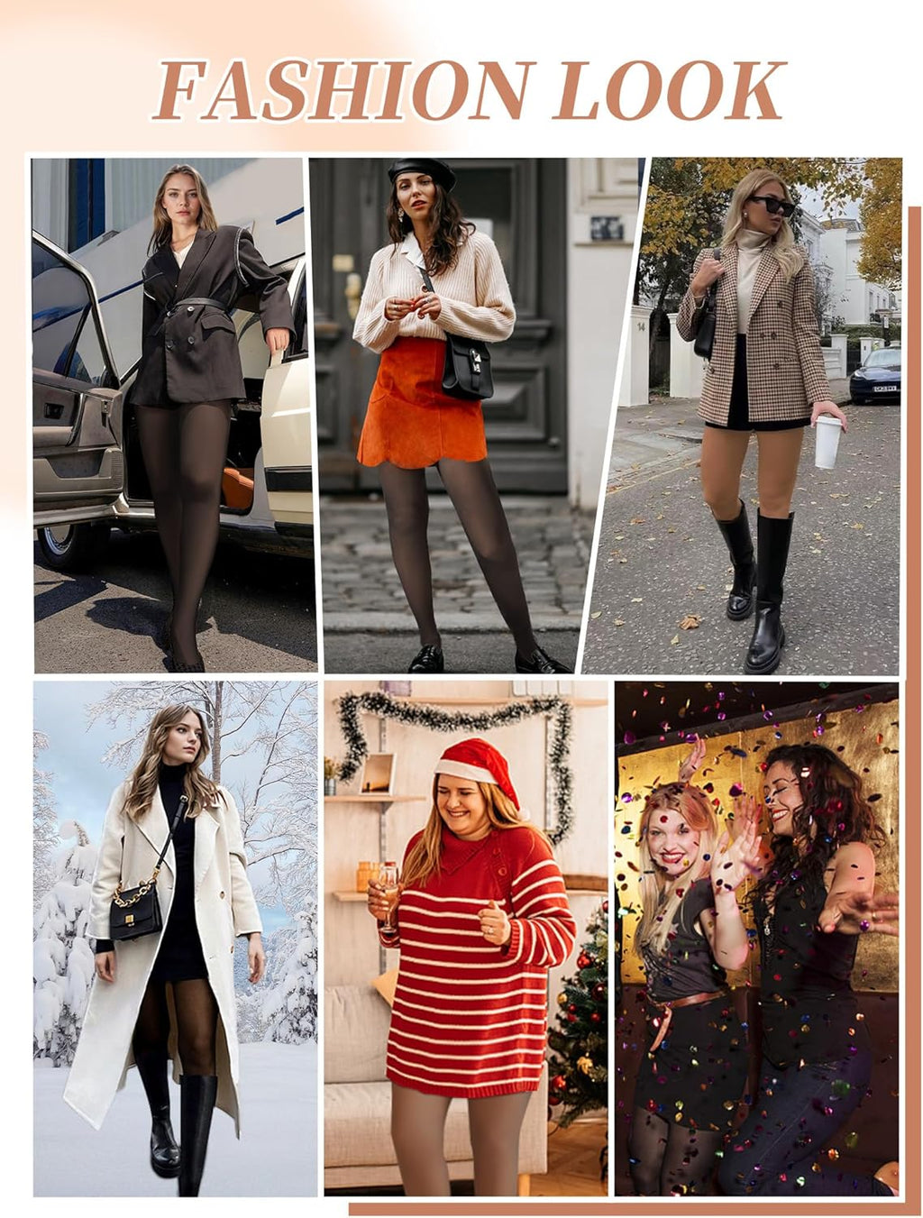 Fleece Lined Tights for Women- High Waist Fake Sheer Translucent Thermal Leggings Thick Warm Pantyhose for Winter