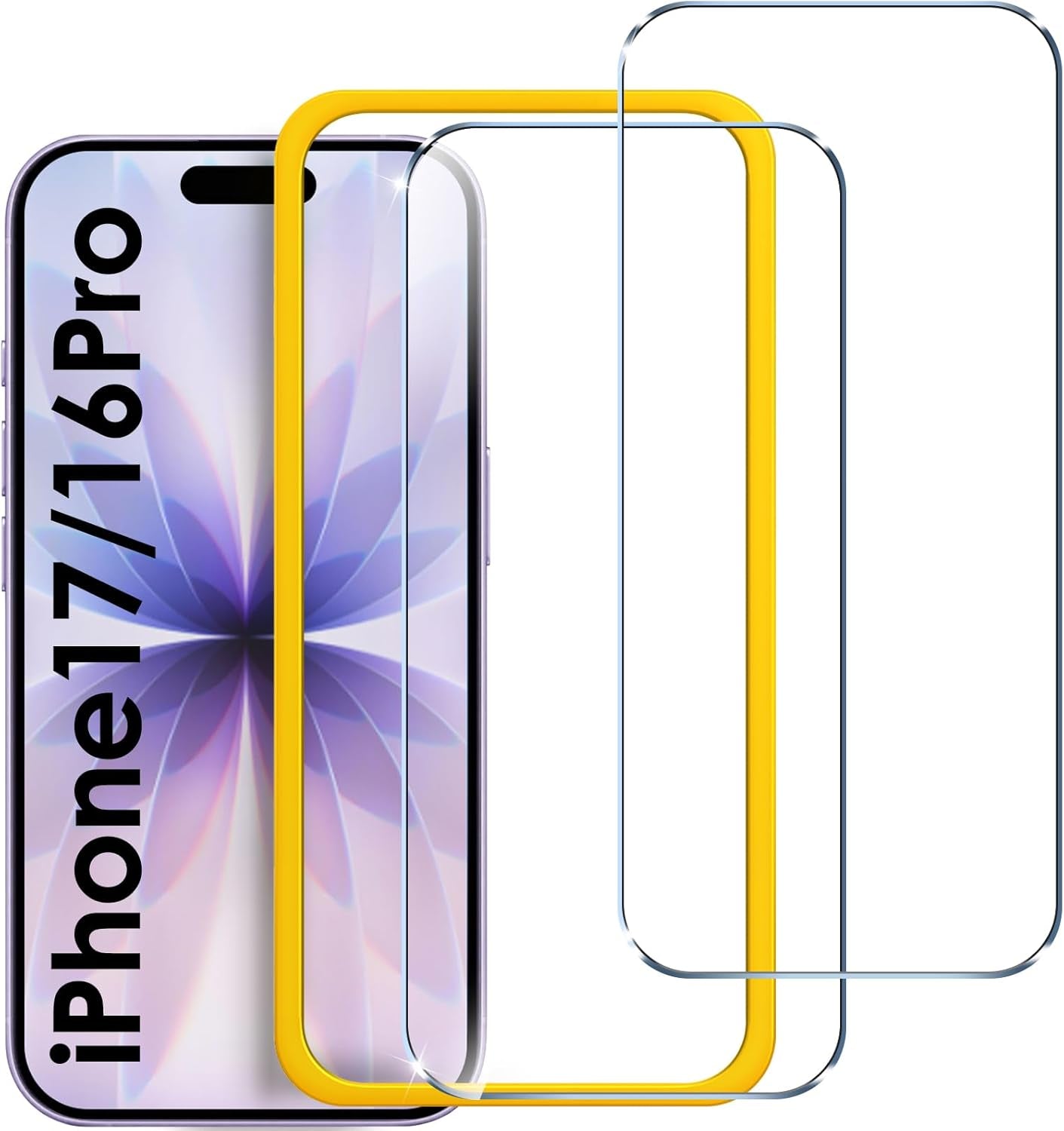 Screen Protector for Iphone 16 / Iphone 15, with Alignment Frame Tool, Tempered Glass Protection Film - without Air Bubbles -Ultra Resistant Hardness 9H 6.1-Inch, 2-Pack