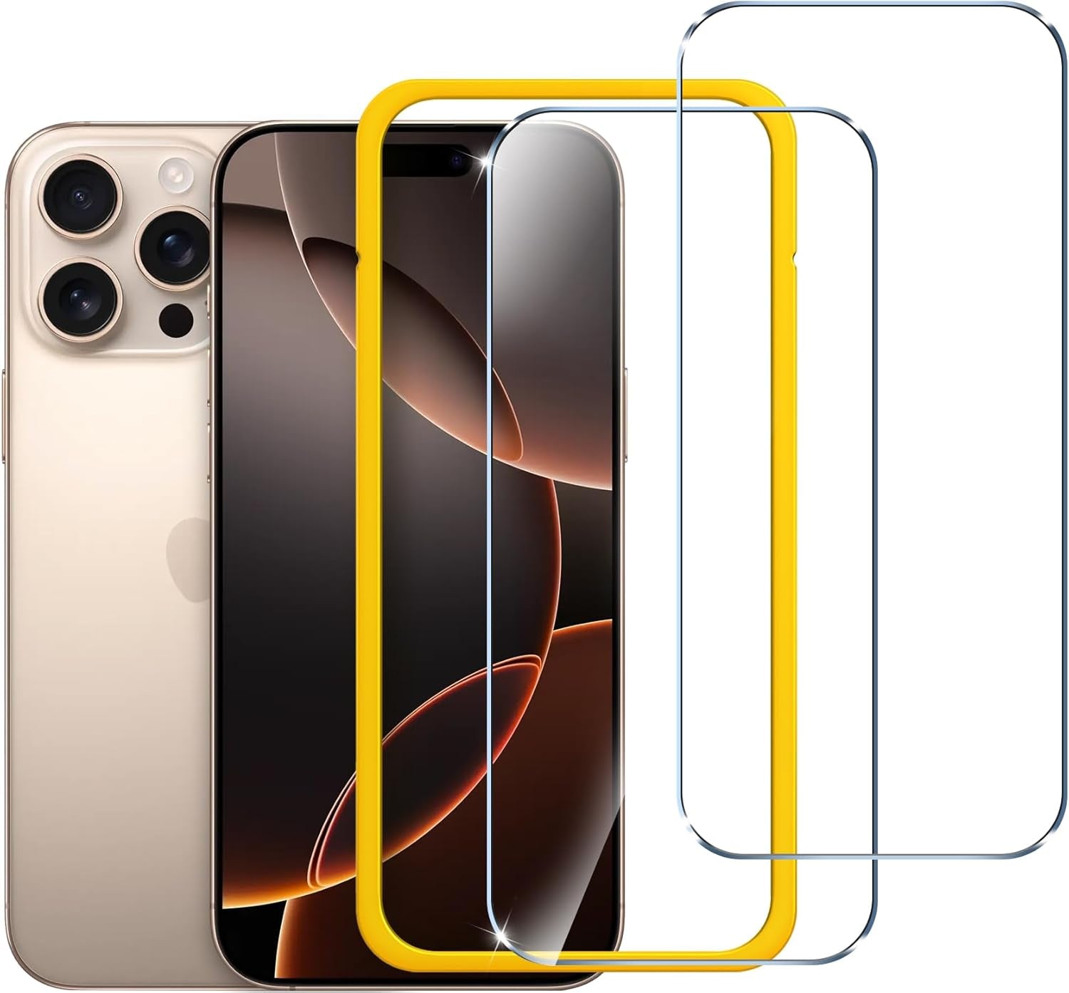 Screen Protector for Iphone 16 / Iphone 15, with Alignment Frame Tool, Tempered Glass Protection Film - without Air Bubbles -Ultra Resistant Hardness 9H 6.1-Inch, 2-Pack