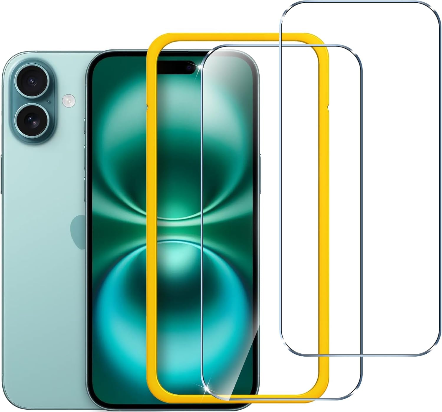 Screen Protector for Iphone 16 / Iphone 15, with Alignment Frame Tool, Tempered Glass Protection Film - without Air Bubbles -Ultra Resistant Hardness 9H 6.1-Inch, 2-Pack