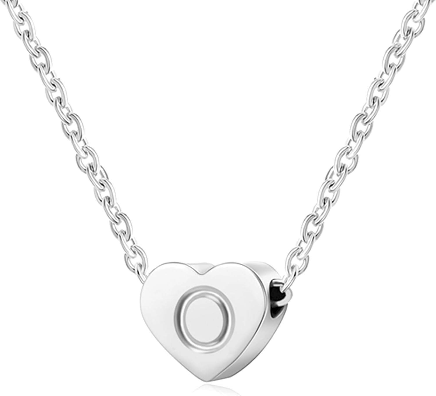 Silver Necklaces for Women Heart Initial Letter A-Z Pendant Necklace Personalized Tiny Capital Alphabet Choker Chain Birthday Jewellery Gifts for Girls Girlfriend Wife Lady