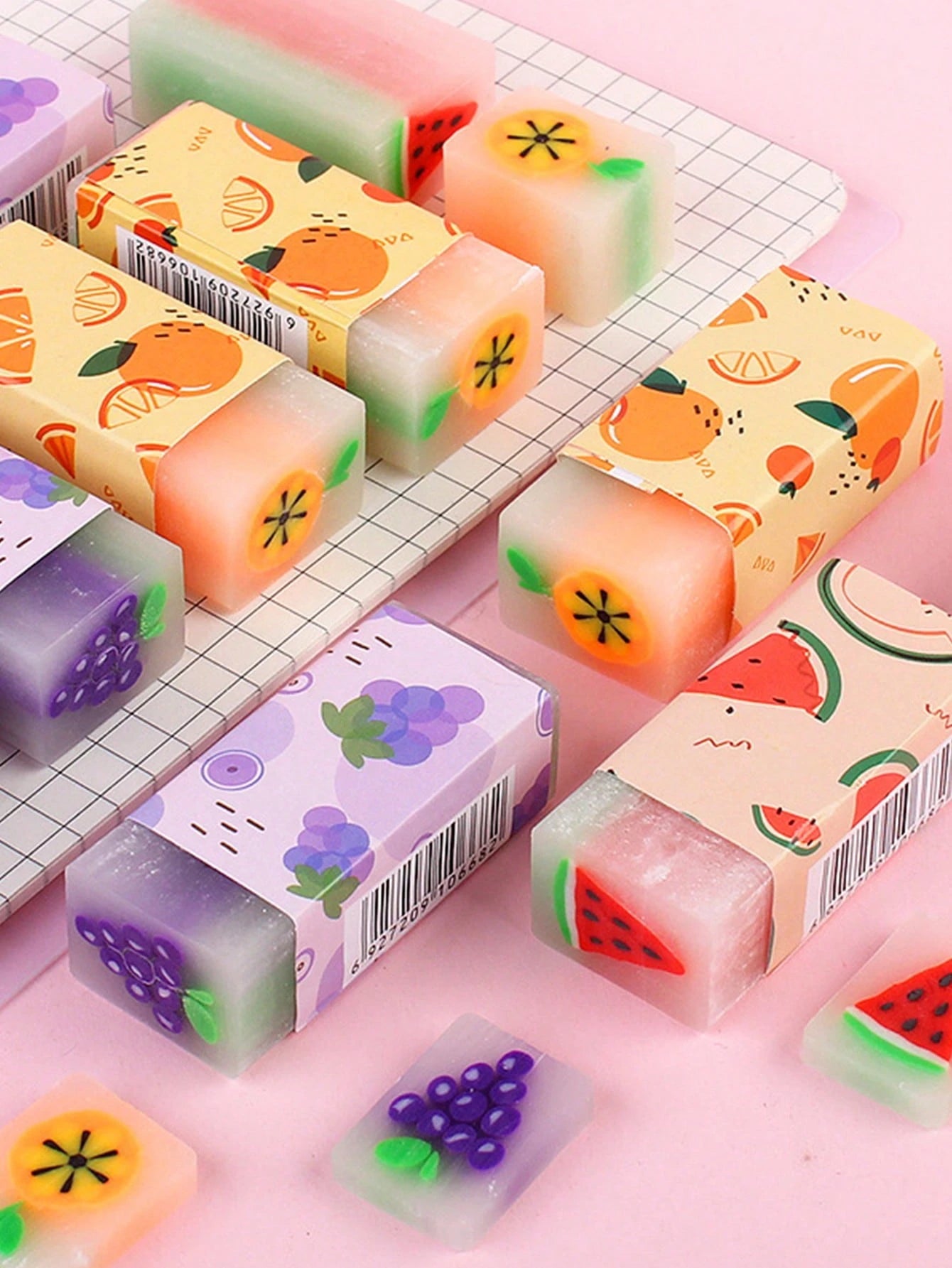 3Pcs Fruit Pattern Eraser, Creative Portable Eraser for Office, School, Student