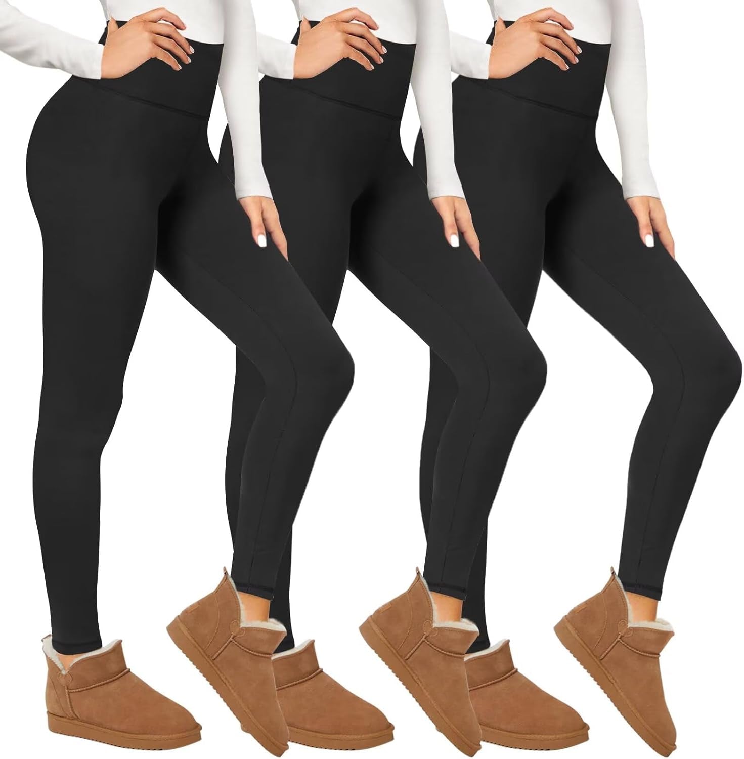 2 Pack Thermal Leggings Women UK Fleece Lined Pants High Waisted for Gym Yoga in Winter