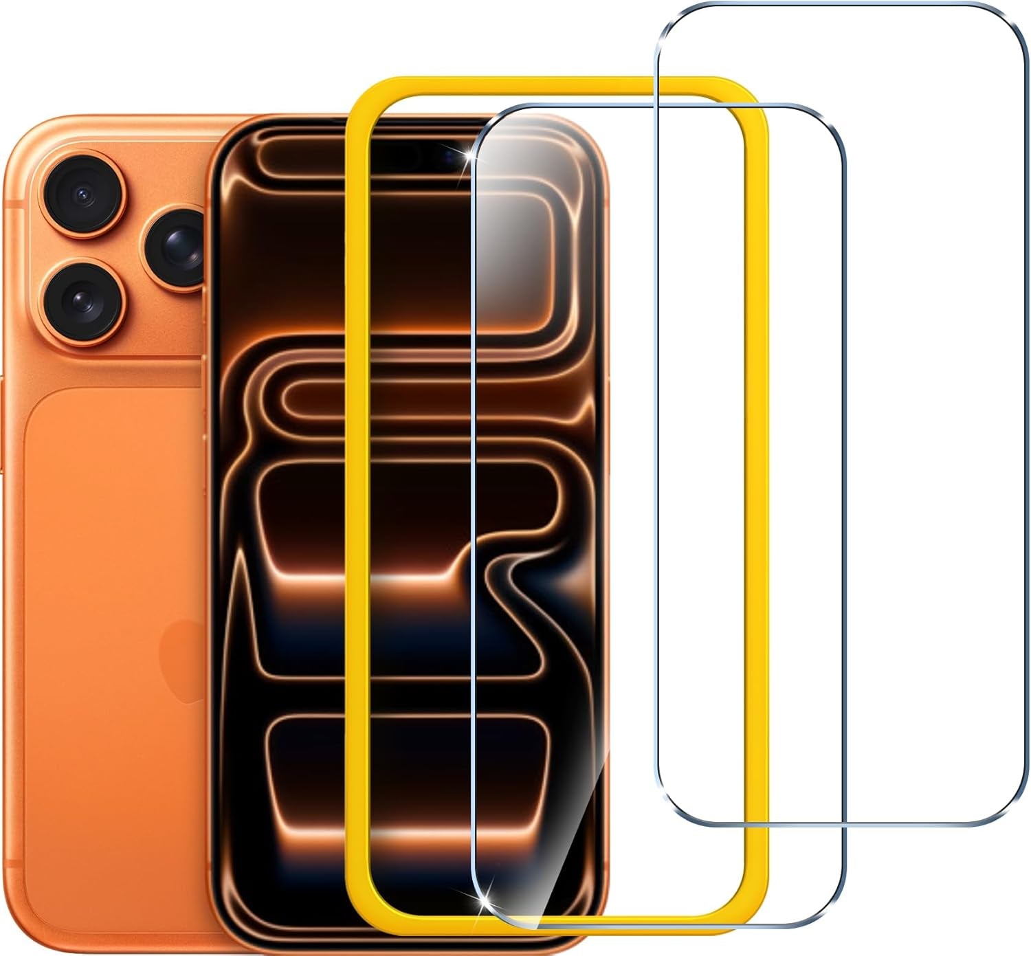 Screen Protector for Iphone 16 / Iphone 15, with Alignment Frame Tool, Tempered Glass Protection Film - without Air Bubbles -Ultra Resistant Hardness 9H 6.1-Inch, 2-Pack