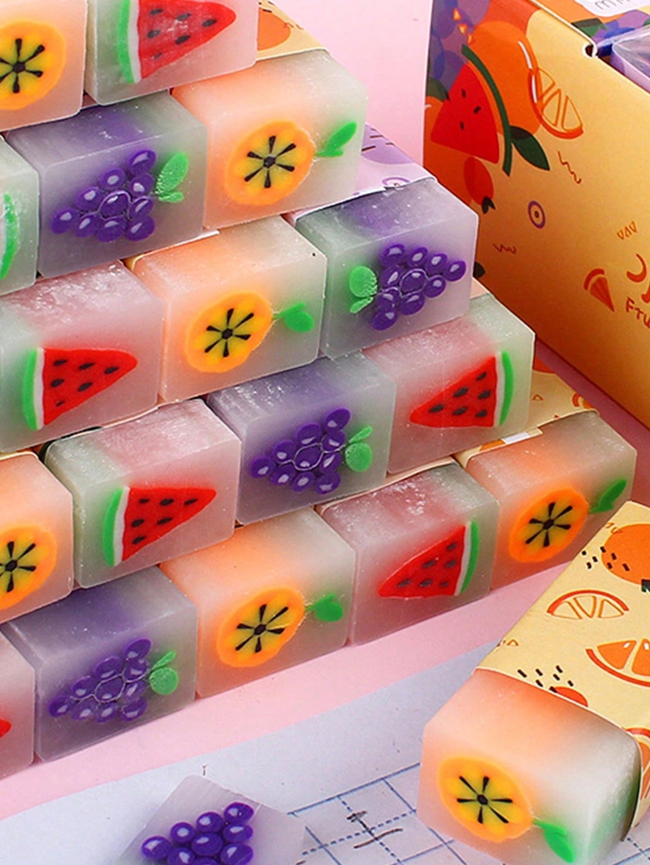 3Pcs Fruit Pattern Eraser, Creative Portable Eraser for Office, School, Student