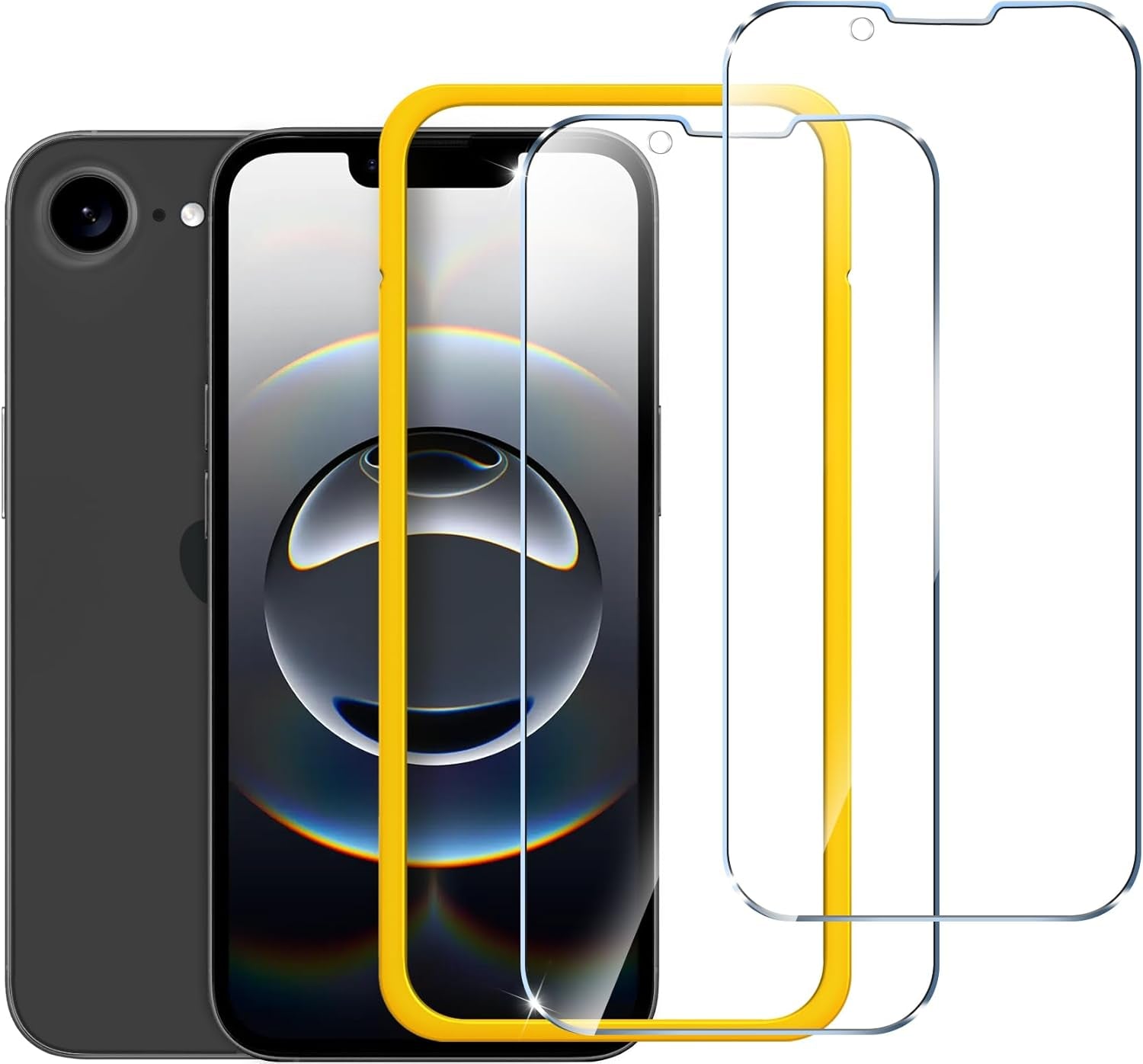 Screen Protector for Iphone 16 / Iphone 15, with Alignment Frame Tool, Tempered Glass Protection Film - without Air Bubbles -Ultra Resistant Hardness 9H 6.1-Inch, 2-Pack