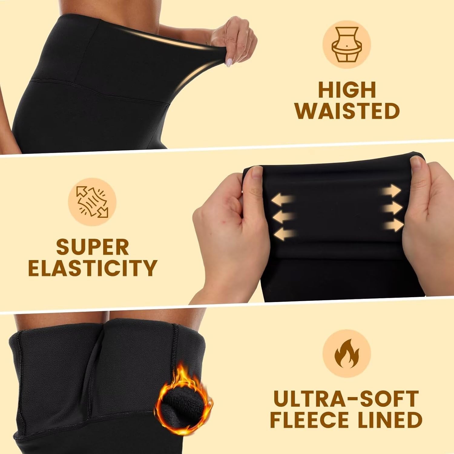 2 Pack Thermal Leggings Women UK Fleece Lined Pants High Waisted for Gym Yoga in Winter