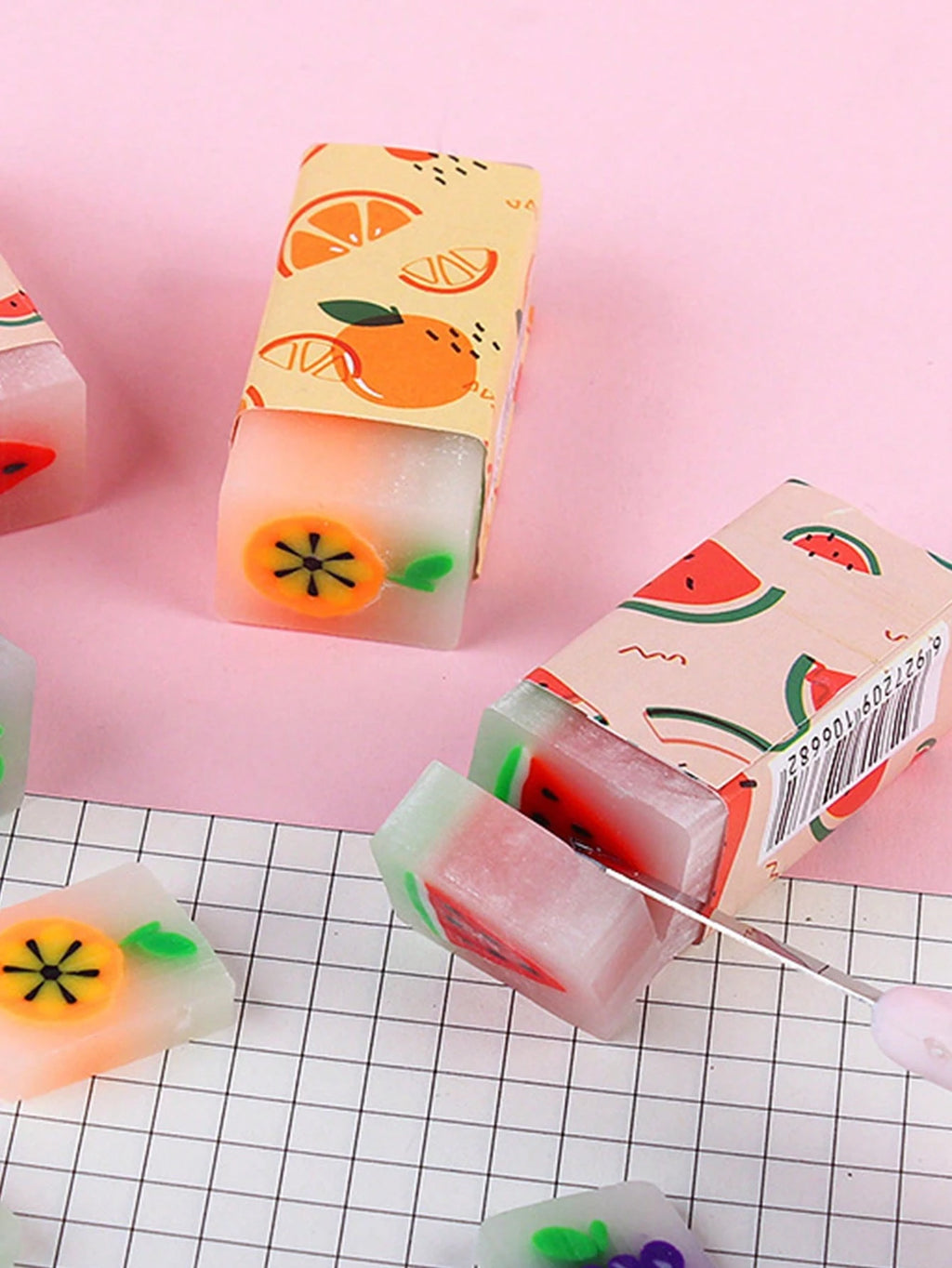 3Pcs Fruit Pattern Eraser, Creative Portable Eraser for Office, School, Student